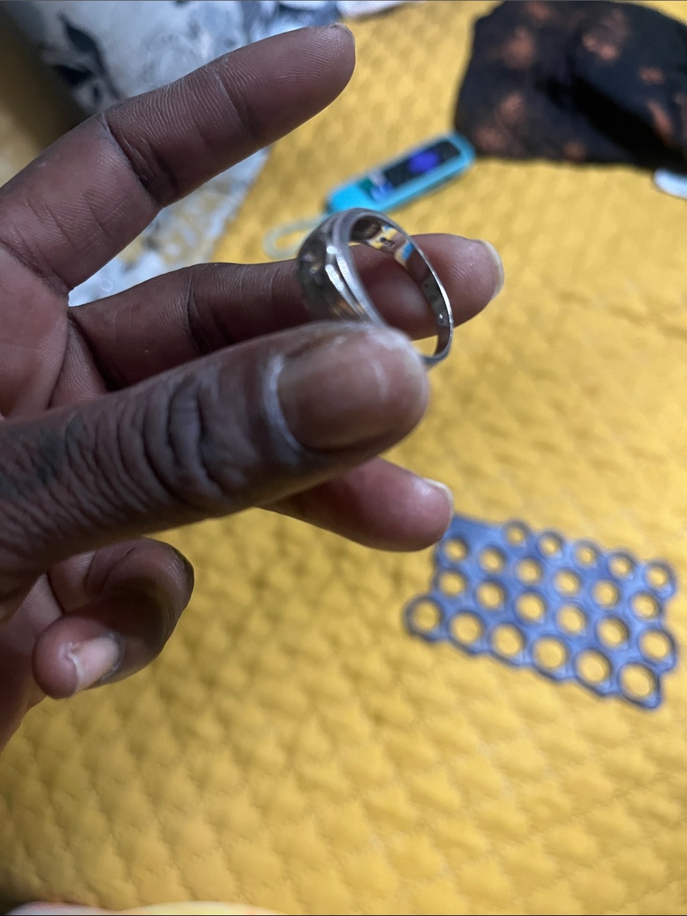 Sterling Silver Men’s Ring with Clear Stone - Silver - Picture 2 of 3